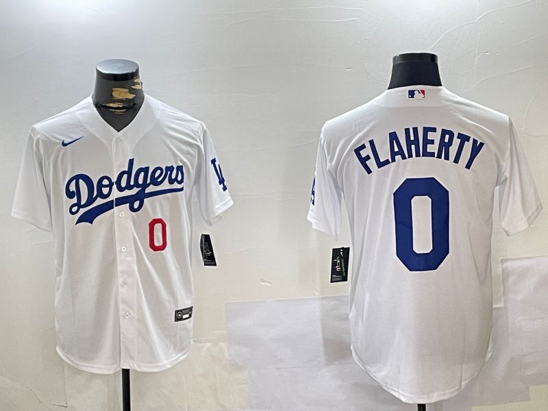 Men Los Angeles Dodgers 0 Flaherty White Game 2024 Nike MLB Jersey style 11204